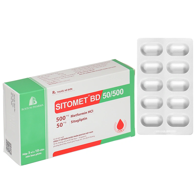 Sitomet BD 50/500 điều trị đái tháo đường tuýp 2 (3 vỉ x 10 viên) - 1